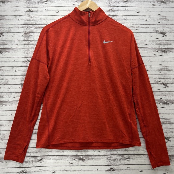 Nike Running Dri Fit 1/4 Zip Long Sleeve Shirt Athletic Thumb Holes Womens M - Picture 8 of 13